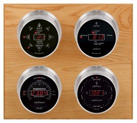 Maximum Marconi Four-Instrument Weather Station with oak panel, satin case, silver dial-