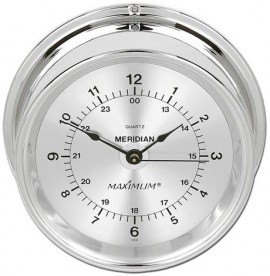 Maximum Meridian MEAC Quartz Clock, Chrome Case and Silver Dial-