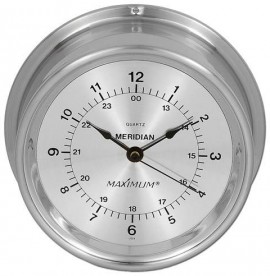 Maximum Meridian MEAN Quartz Clock, Nickel Case and Silver Dial-