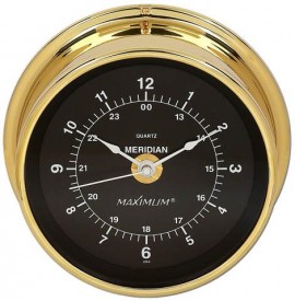 Maximum Meridian MEB Quartz Clock, Brass Case and Black Dial-