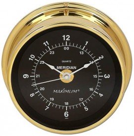 Maximum Meridian MEB Quartz Clock, Brass Case and Black Dial-