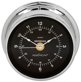 Maximum Meridian MEBC Quartz Clock, Chrome Case and Black Dial-