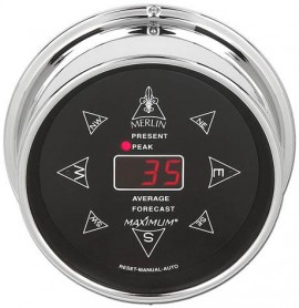 Maximum Merlin MLWC Digital Wind Speed and Direction Instrument, Chrome Case and Black Dial-