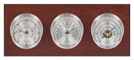 Maximum Montauk 2S Three-Instrument Weather Station with mahogany panel, satin case, silver dial-