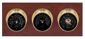 Maximum Montauk Three-Instrument Weather Station with mahogany panel, brass case, black dial-