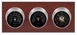 Maximum Montauk Three-Instrument Weather Station with mahogany panel, satin case, black dial-