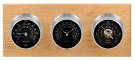 Maximum Montauk Three-Instrument Weather Station with oak panel, satin case, black dial-