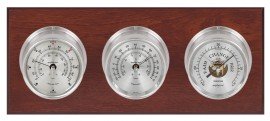 Maximum Montauk Three-Instrument Weather Station with mahogany panel, satin case, silver dial-