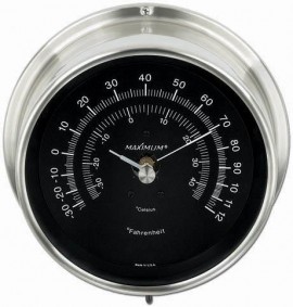 Maximum Mini-Max MXBN Outside Temperature Instrument, Nickel Case and Black Dial-