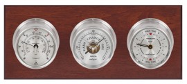 Maximum Newport Three-Instrument Weather Station with mahogany panel, satin case, silver dial-