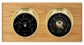 Maximum Portland 2S Two-Instrument Weather Station with oak panel, brass case, black dial-