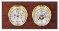 Maximum Portland 2S Two-Instrument Weather Station with mahogany panel, brass case, silver dial-