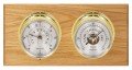 Maximum Portland 2S Two-Instrument Weather Station with oak panel, brass case, silver dial-