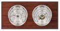 Maximum Portland 2S Two-Instrument Weather Station with mahogany panel, chrome case, silver dial-