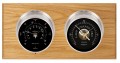Maximum Portland 2S Two-Instrument Weather Station with oak panel, satin case, black dial-