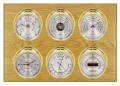 Maximum Weathermaster 2S Six-Instrument Weather Station with oak panel, brass case, silver dial-