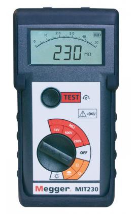 Megger MIT230HD0 Insulation Tester with Rubber Boot, 250V/500V/1000V-