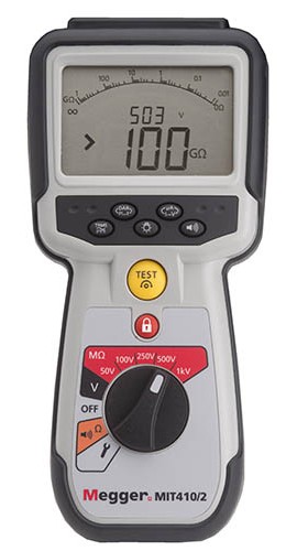 Megger MIT410/2 Insulation Continuity Tester, PI, DAR, 50V/100V/250V/500V/1000V-