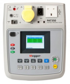 Megger PAT350-UK Portable Appliance Tester, Flash Test Functions, 110V and 230V-