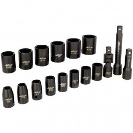 Milton 1300-SS-03 Impact Socket Set, ½" Drive, SAE, 17-Piece-