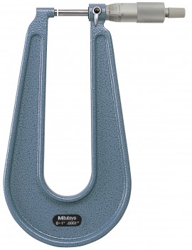 Mitutoyo 118-129 Series 118 Sheet Metal Micrometer, 0 to 1&amp;quot;, 6.3&amp;quot; throat-
