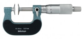 Mitutoyo 123-113 Disc Micrometer with carbide tips, 0 to 25 mm-