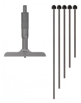 Mitutoyo 129-132 Series 129 Mechanical Depth Micrometer with six interchangeable rods, 0 to 6&amp;quot;, imperial-