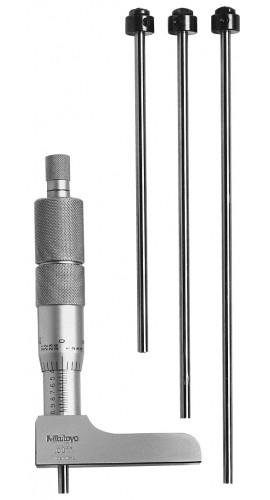 Mitutoyo 129-331 Mechanical Depth Micrometer with Interchangeable Rods, 0 to 4&quot;, 0.001&quot;-
