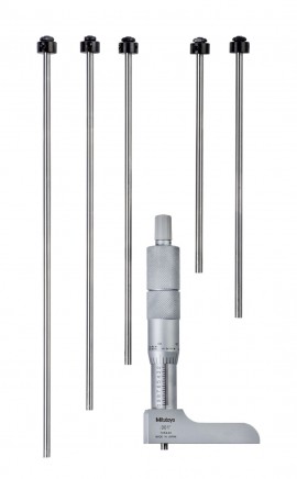 Mitutoyo 129-332 Mechanical Depth Micrometer with Interchangeable Rods, 0 to 6&quot;, 0.001&quot;-