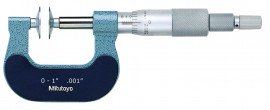 Mitutoyo 169-203 Series 169 Mechanical Disk Micrometer with Non-Rotating Spindle, 0 to 1&amp;quot;-
