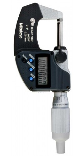 Mitutoyo 293-334-32 Coolant Proof Micrometer, 0-1"/0-25.4mm, with SPC output Ratchet Thimble-