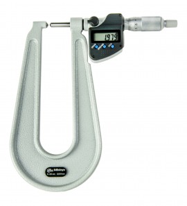 Mitutoyo 389-271-32 Series 389 Sheet Metal Digital Micrometer, 0 to 25 mm, 160 mm Throat-