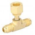 NAVAC F1025 &amp;frac14;&amp;quot; Access Tee Connector without depressor, &amp;frac14;&amp;quot; female SAE x &amp;frac14;&amp;quot; female SAE swivel, nut on branch, 3-pack-