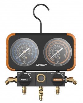 NAVAC N2A4 Pro Plus Manifold Gauge, -30 inHg to 800 psi-