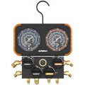 NAVAC N4A4H Four-Valve Manifold Gauge with 4 hoses for R-22, R-410A,R-134a, R-404A, set of 4-