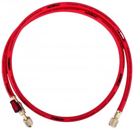 NAVAC NH5CR Ball Valve Refrigerant Charging Hose with &amp;frac14;&amp;quot; SAE fittings, 5', red-