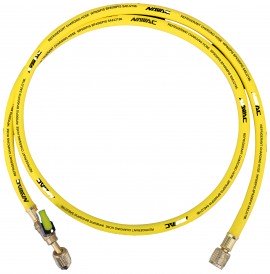 NAVAC NH5CY Ball Valve Refrigerant Charging Hose with &amp;frac14;&amp;quot; SAE fittings, 5&#039;, yellow-