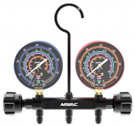 NAVAC NMG14A Pro Series Manifold Gauge for R22, R410A, and R404A refrigerants, 3&amp;frac18;&amp;quot;-
