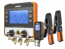 NAVAC NX1V Nexus Digital Manifold Gauge Kit with the NMV1S micron gauge and wireless high/low temperature probes-