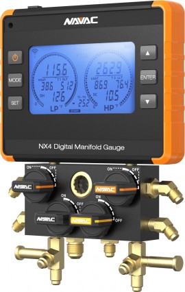 NAVAC NX4V NEXUS™ Digital Manifold Gauge Kit with micron gauge-