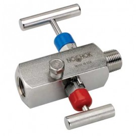 NOSHOK 2170-MFC Needle Valve, Block &amp; Bleed, Soft Seat, 2-Valve, 1/2" NPT, Male-Female, Steel-