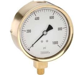 NOSHOK 25-300-30-VAC Pressure Gauge, Glycerin Filled, 1/4&quot; NPT Bottom Connection, Brass Case, -30 inHg to 0 psi-