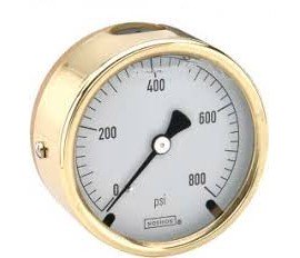 NOSHOK 25-310-160-PSI Pressure Gauge, Glycerin Filled, 1/4&quot; NPT Back Connection, Brass Case, 0 to 160 psi-