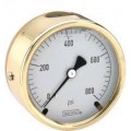 NOSHOK 25-310-200-PSI Pressure Gauge, Glycerin Filled, 1/4&quot; NPT Back Connection, Brass Case, 0 to 200 psi-