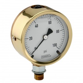 NOSHOK 25-310-30-vac Vacuum Gauge, 2.5&amp;quot; brass case, glycerin filled, &amp;frac14;&amp;quot; NPT male back connection, 30 vac-