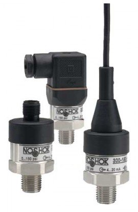 NOSHOK 300-200-1-1-2-8 Pressure Transducer, 200 psig, 4 to 20 mA Output, 2-wire, 1/4" NPT Male, Hirschmann-