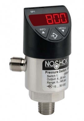 NOSHOK 800 Electronic Indicating Pressure Transmitter/Switch, &amp;frac14;&amp;quot; NPT male, -14.5 to 100 psig-
