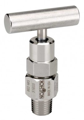 NOSHOK 854-MS Soft Tip Bleed Needle Valve, Male/Stainless Steel, &amp;frac12;&amp;quot; NPT-
