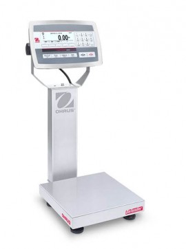 Ohaus D52XW12WQS6 Defender 5000 Column-Mount Washdown Bench Scale, 25 lbs, 10 x 10&amp;quot; platform-