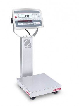 Ohaus D52XW2WQS6 Defender 5000 Column-Mount Washdown Bench Scale, 5 lbs, 10 x 10&amp;quot; platform-